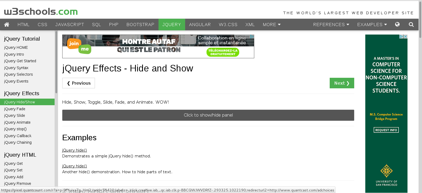 tutoriel jQuery w3school